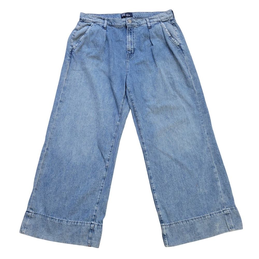 Gap High Rise Wide-Leg Jeans‎ Medium Wash Blue 16/33R Y2K